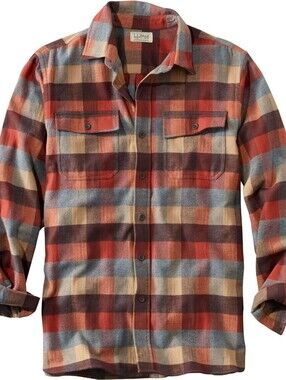 LL Bean Men's Shirt Traditional Fit, Plaid Tall XXL Apple Cinnamon Plaid NWT